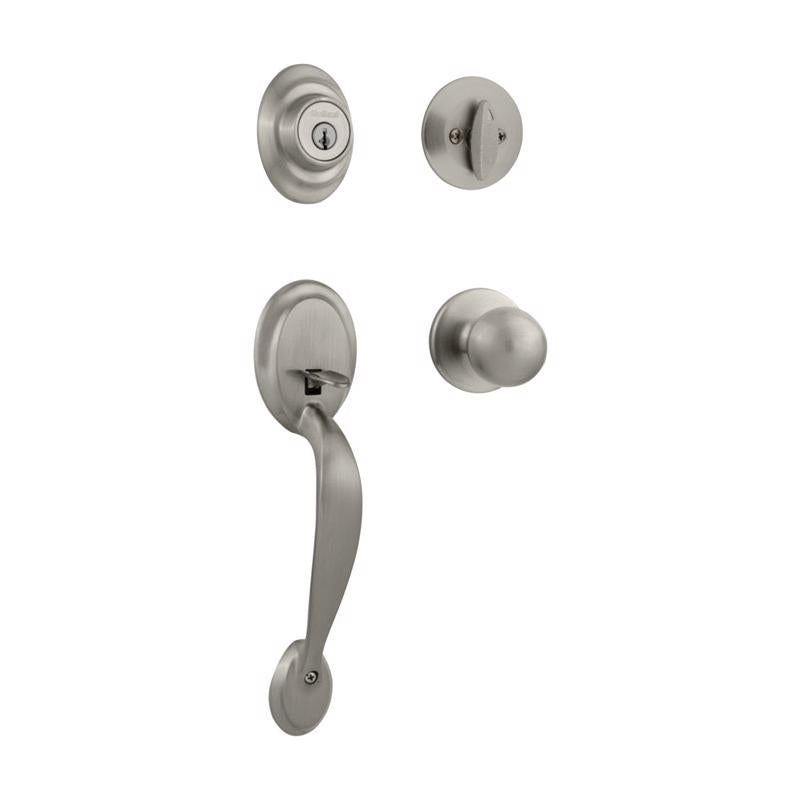 Kwikset SmartKey Dakota/Polo Satin Nickel Entry Handleset KW1 1-3/4 in.