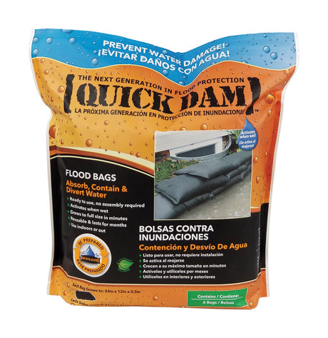 Quick Dam Flood Bags 3.5 in. H X 12 in. W X 24 in. L Sandless Sandbags 6 pk