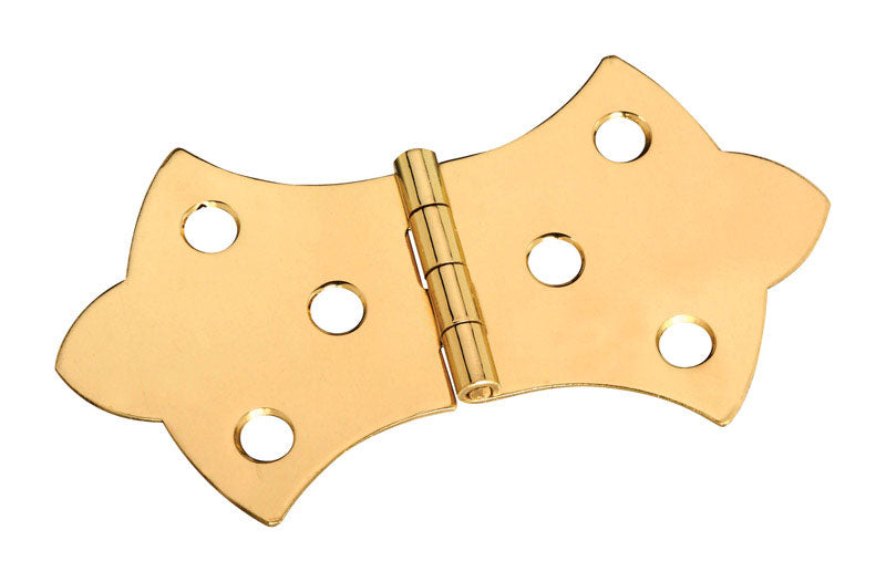 National Hardware 3-1/16 in. W X 1-11/16 in. L Solid Brass Gold Steel Decorative Hinge 1 pk