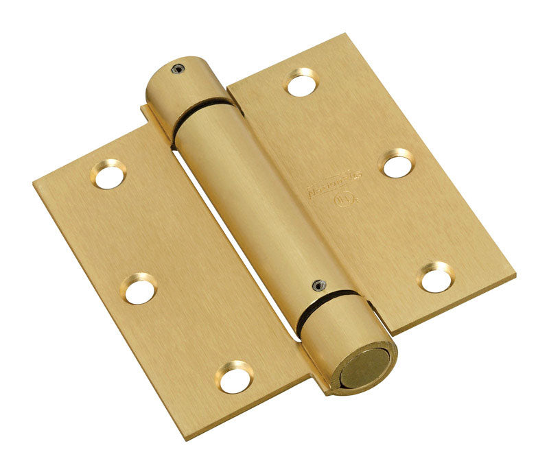 National Hardware 3-1/2 in. L Brass Spring Hinge 1 pk