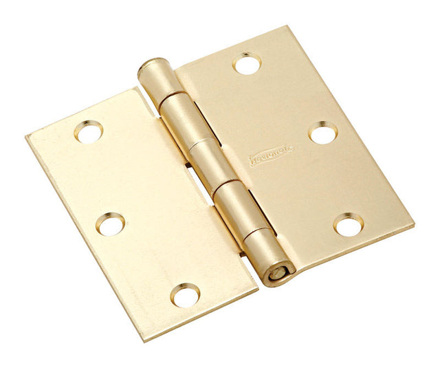 National Hardware 3-1/2 in. L Satin Brass Door Hinge 3 pk