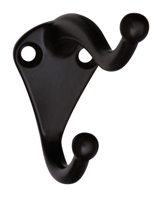 National Hardware 2.75 in. L Oil Rubbed Bronze Brown Zinc Coat/Hat Hook 35 lb. cap. 2 pk