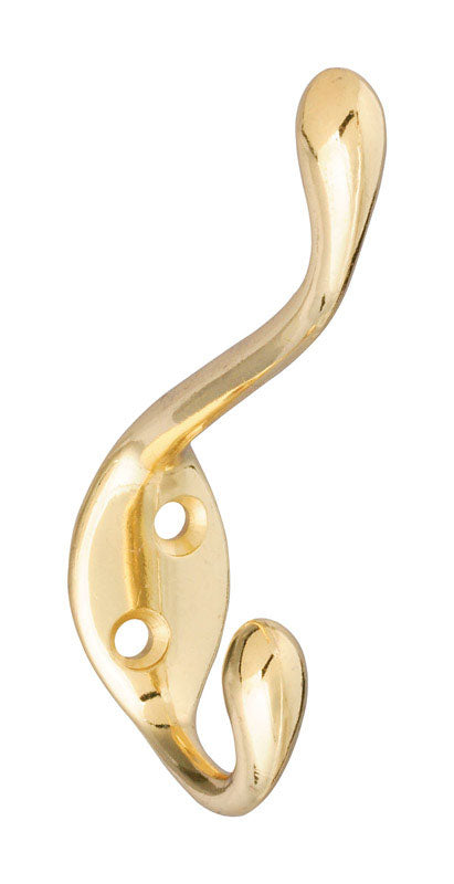 National Hardware 4.59 in. L Brass Gold Zinc Heavy Duty Garment Hook 35 lb. cap. 1 pk