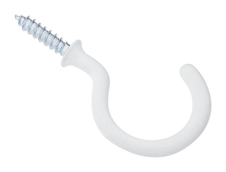 National Hardware Vinyl Coated White Steel 1-1/2 in. L Cup Hook 15 lb 2 pk