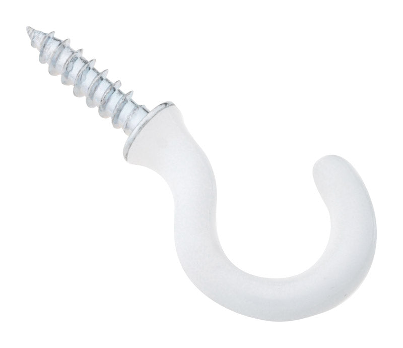 National Hardware Vinyl Coated White Steel 3/4 in. L Cup Hook 10 lb 5 pk