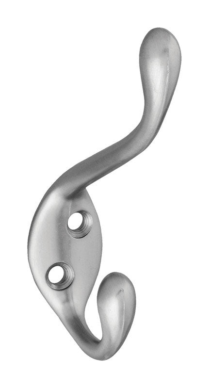 National Hardware 4.59 in. L Satin Nickel Silver Zinc Heavy Duty Garment Hook 35 lb. cap. 1 pk