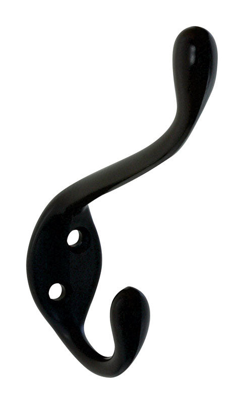 National Hardware 4.59 in. L Oil Rubbed Bronze Black Zinc Heavy Duty Garment Hook 35 lb. cap. 1 pk