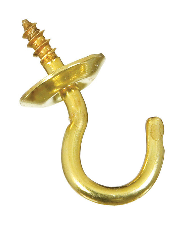 National Hardware Gold Solid Brass 1/2 in. L Cup Hook 1 pk