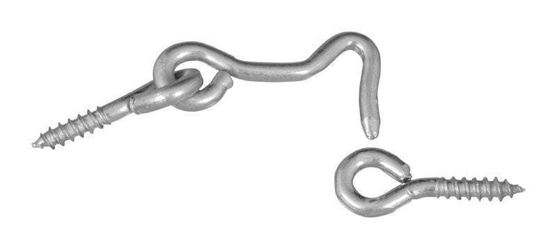 National Hardware Zinc-Plated Silver Steel 1-1/2 in. L Hook and Eye 2 pk