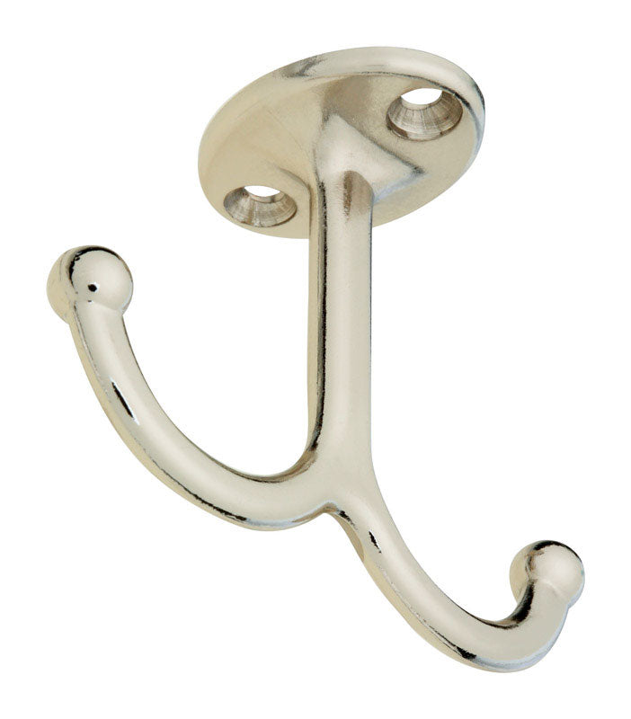 National Hardware Nickel Silver Zinc Die-Cast Undershelf Coat Hook 35 lb. cap. 1 pk