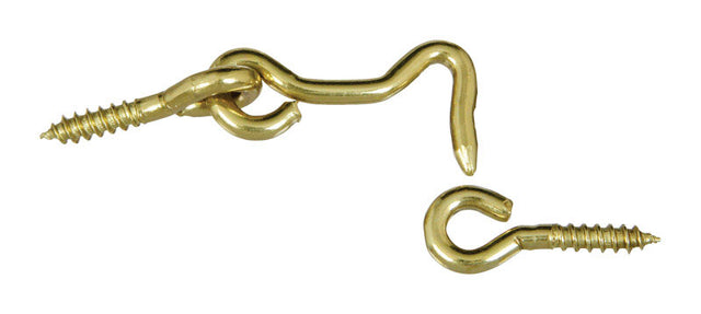 National Hardware Gold Solid Brass 1-1/2 in. L Hook and Eye 1 pk