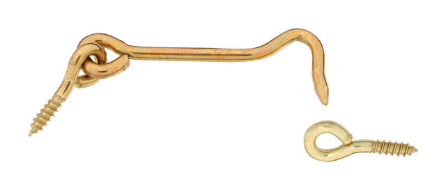 National Hardware Gold Solid Brass 3 in. L Hook and Eye 1 pk