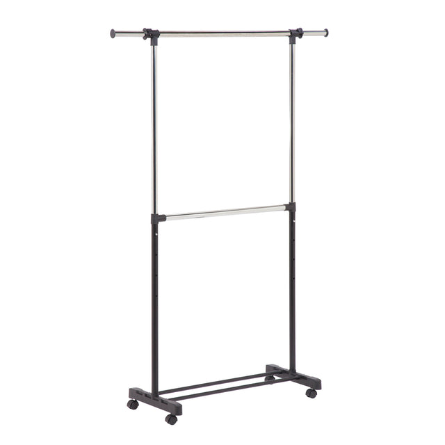 Honey-Can-Do 73 in. H X 60 in. W X 17 in. L Chrome Double Bar Garment Rack