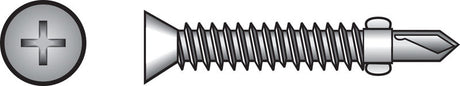 Hillman No. 12-24 X 2-1/2 in. L Phillips Flat Head Self- Drilling Screws 100 pk