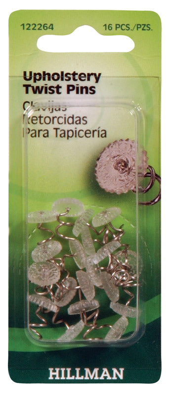 Hillman 7/16 in. L Silver Steel Twist Pins 16 pk