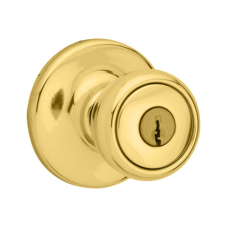 Kwikset Mobile Home Polished Brass Entry Knobs 1-3/4 in.