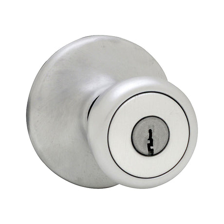 Kwikset Mobile Home Satin Chrome Entry Knobs 1-3/4 in.