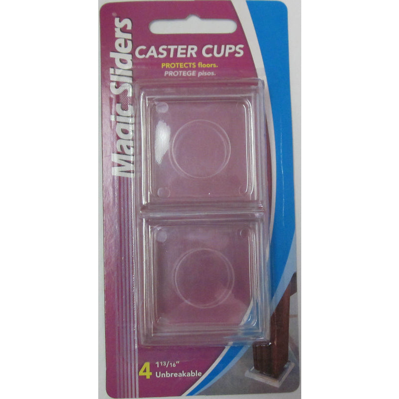 Magic Sliders Plastic Caster Cup Clear Square 1-13/16 in. W X 1-13/16 in. L 4 pk