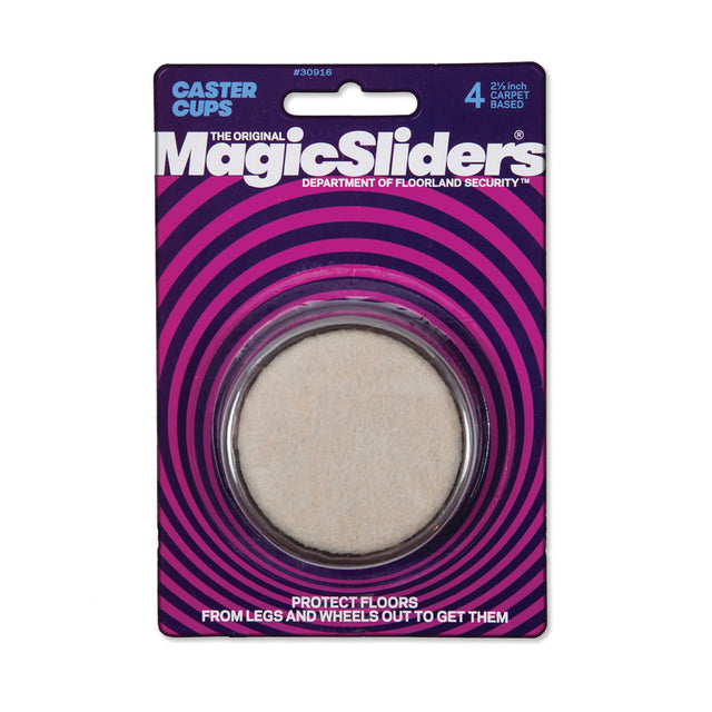 Magic Sliders Carpet Based Caster Cups Oatmeal Round 2-1/2 in. W X 2-1/2 in. L 4 pk