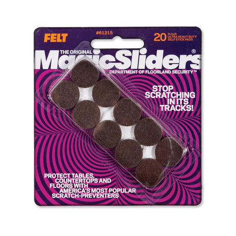 Magic Sliders Felt Self Adhesive Protective Pads Brown Round 3/4 in. W X 3/4 in. L 20 pk