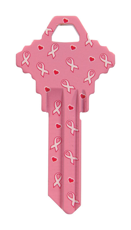 Hillman Breast Cancer Awareness Pink Breast Cancer Ribbon House/Office Universal Key Blank Single