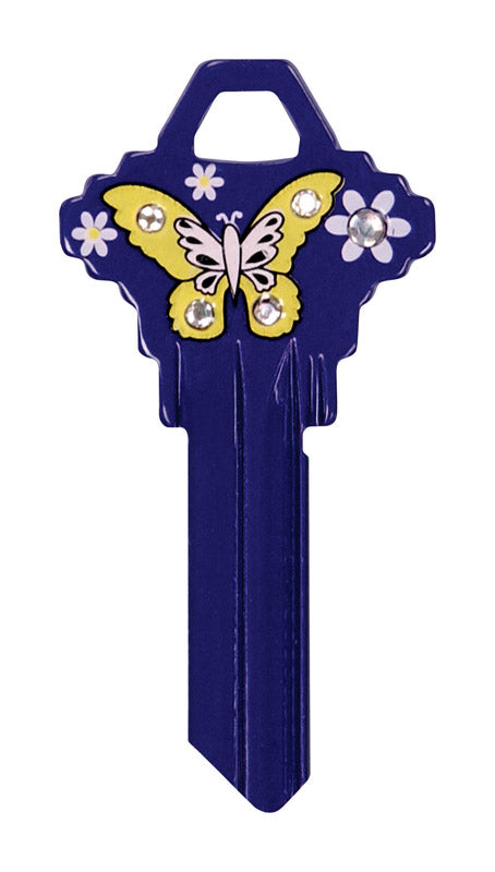Hillman DIVA Butterfly & Flowers House/Office Universal Key Blank Single