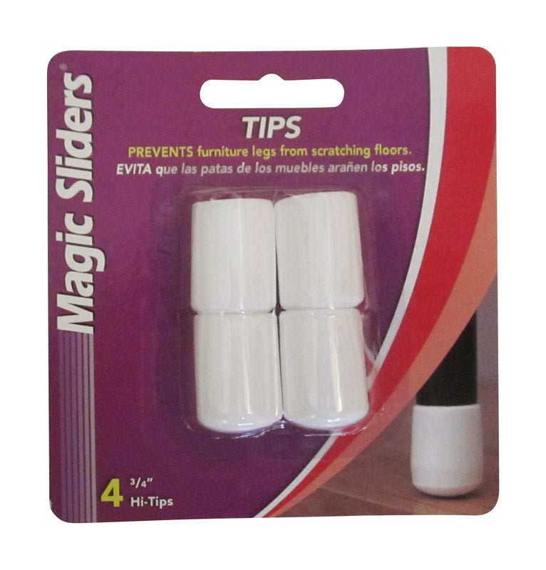 Magic Sliders Vinyl Leg Tip White Round 3/4 in. W 4 pk