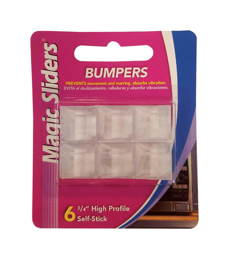 Magic Sliders Vinyl Self Adhesive Bumper Pads Clear Square 3/4 in. W X 3/4 in. L 6 pk