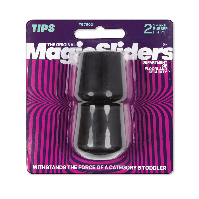 Magic Sliders Rubber Leg Tip Black Round 1-1/4 in. W 2 pk