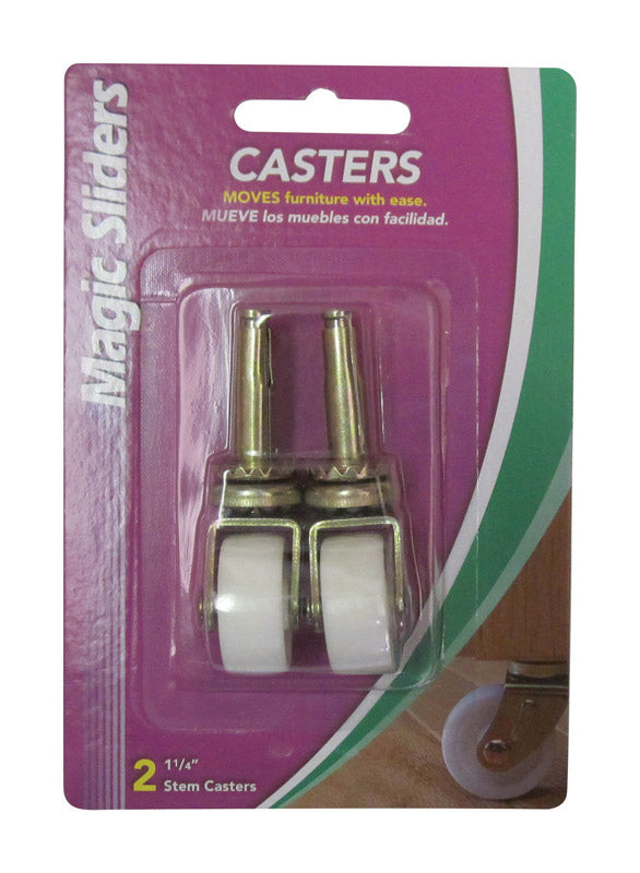 Magic Sliders 1-1/4 in. D Plastic Caster with Stem 40 lb 2 pk