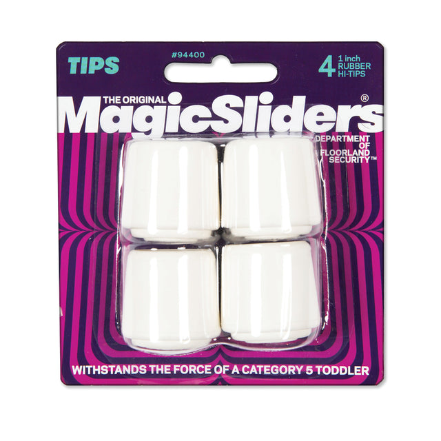 Magic Sliders Rubber Leg Tip White Round 1 in. W 4 pk