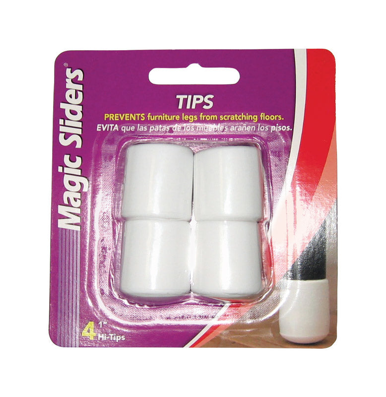 Magic Sliders Vinyl Leg Tip White Round 1 in. W 4 pk