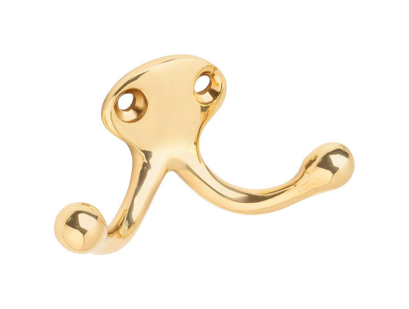Ives Small Bright Chrome Brass 1-1/8 in. L Double Garment Hook 35 lb 1 pk