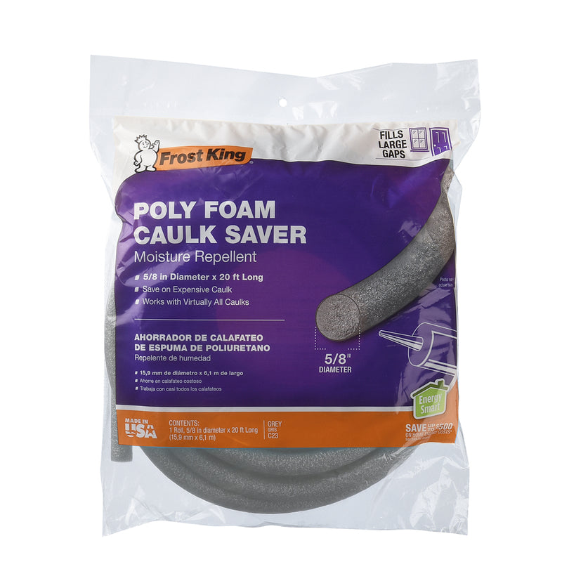 Frost King Gray Poly Foam Caulk Saver For Gaps and Openings 20 ft. L X 0.63 in.