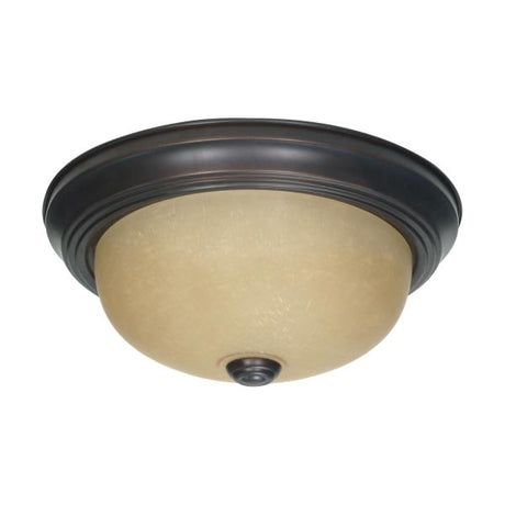 2 Light 11 in. - Flush Mount with Champagne Linen Washed Glass