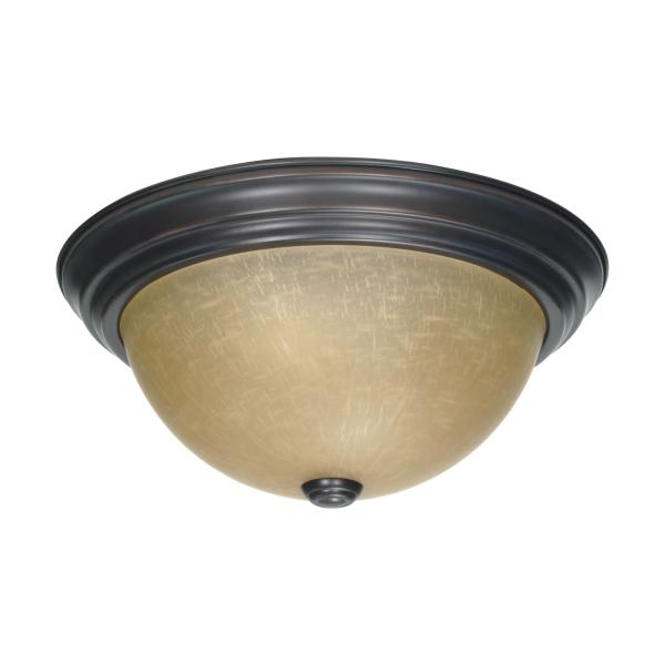 2 Light - 13 in. - Flush Mount with Champagne Linen Washed Glass