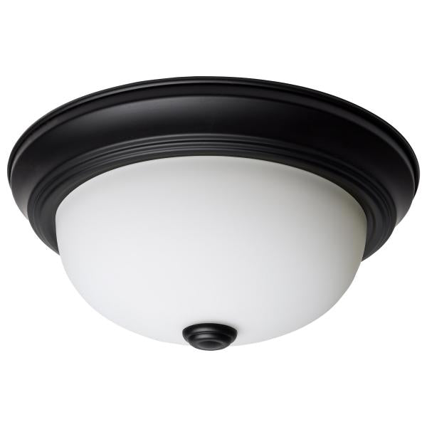 2 Light - 11 Inch - Flush Mount - Matte Black Finish - Opal Glass