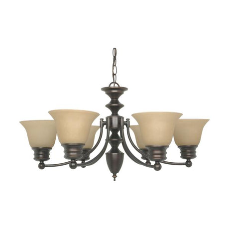 Empire - 6 Light - 26 in. - Chandelier with Champagne Linen Washed Glass