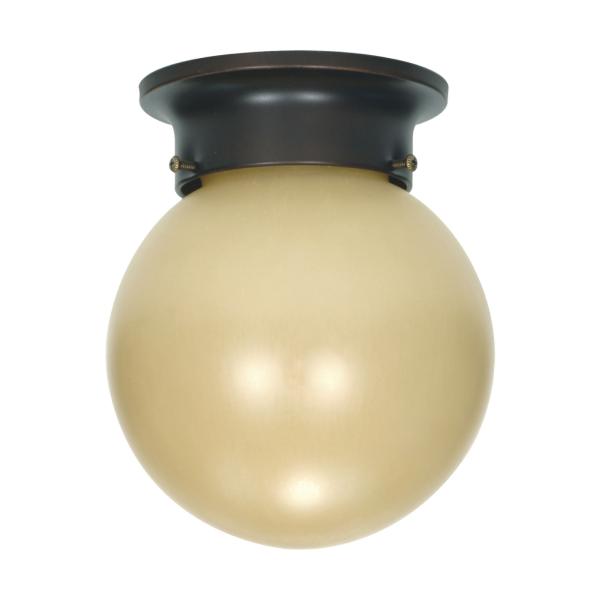 1 Light - 6 in. - Ceiling Mount with Champagne Linen Washed Glass