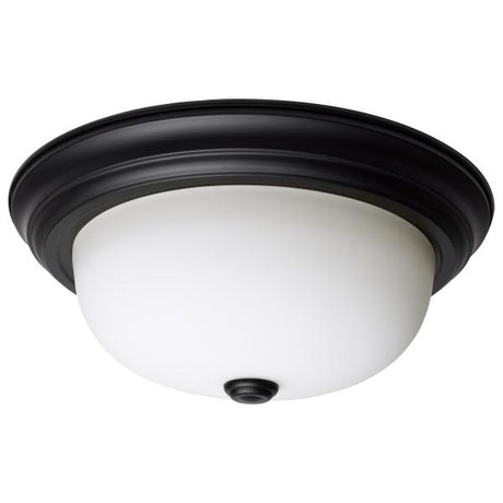 2 Light - 13 Inch - Flush Mount - Matte Black Finish - Opal Glass