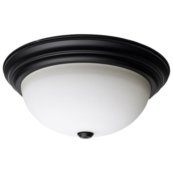 3 Light - 15 Inch - Flush Mount - Matte Black Finish - Opal Glass