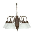 5 Light Chandelier Old Bronze / Alabaster Glass