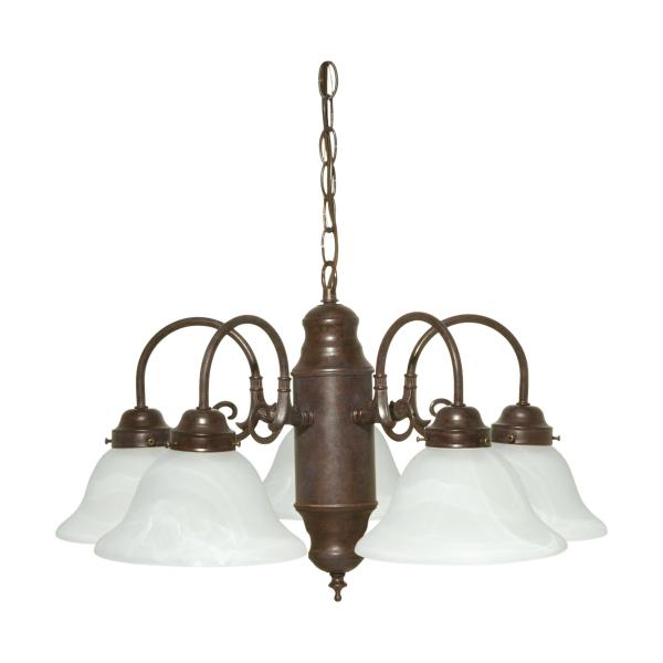 5 Light Chandelier Old Bronze / Alabaster Glass