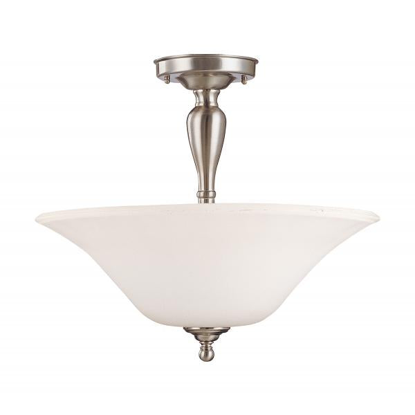 Dupont - 3 Light - Semi-Flush with Satin White Glass