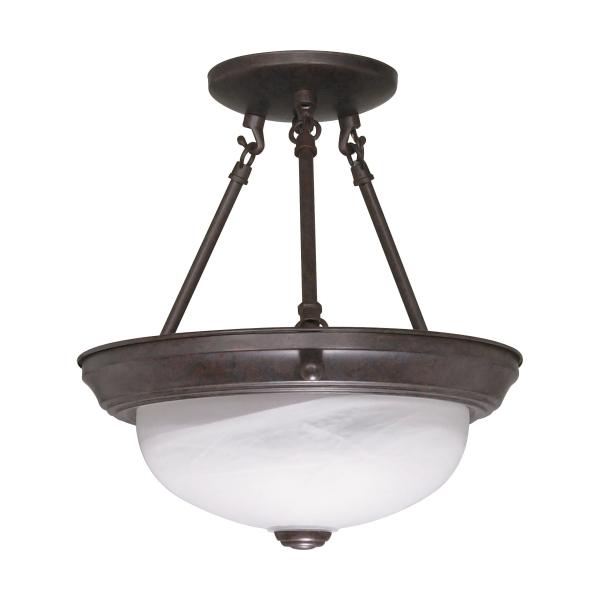 2 Light - 11 in. - Semi-Flush - Alabaster Glass