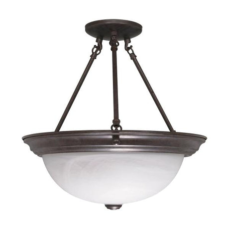 3 Light - 15 in. - Semi-Flush - Alabaster Glass