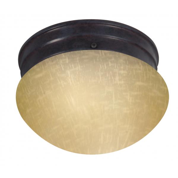 8 in. - Mushroom Mahogany Bronze Champagne Linen Glass Incandescent