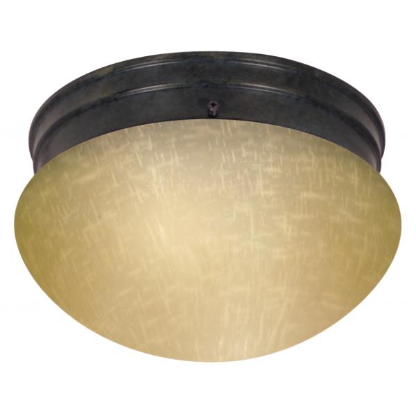 10 in. - Mushroom Mahogany Bronze Champagne Linen Glass Incandescent