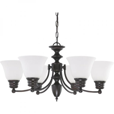 Empire - 6 Light - 26 in. - Chandelier with Frosted White Glass