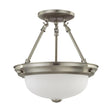 2 Light - 11 in. - Semi-Flush with Frosted White Glass